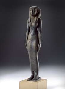 Figur av gudinnen Isis, Napatan-perioden, ca. 900-300 f.Kr. (hulstøpt bronse, trebunn)